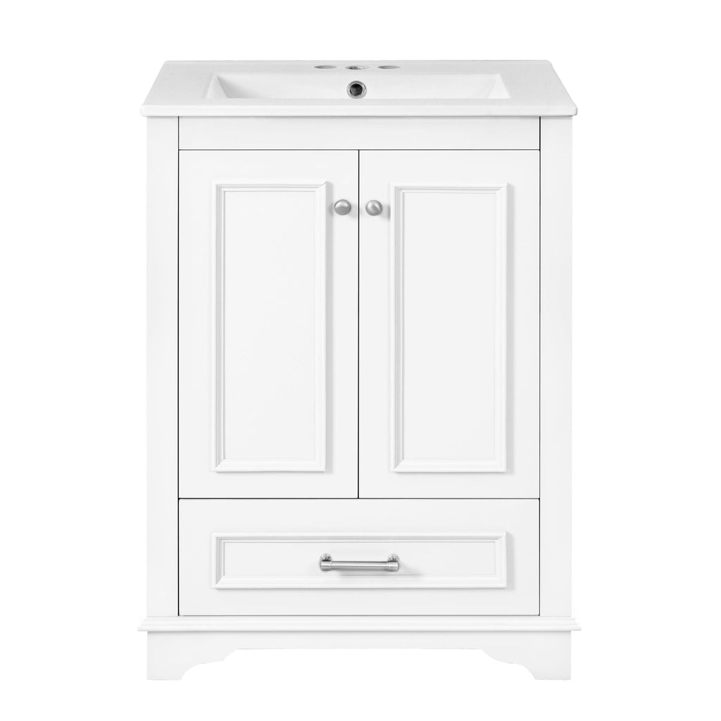 Modern Bathroom Vanity with Ceramic Sink Combo and Storage Cabinet - Multiple Colors