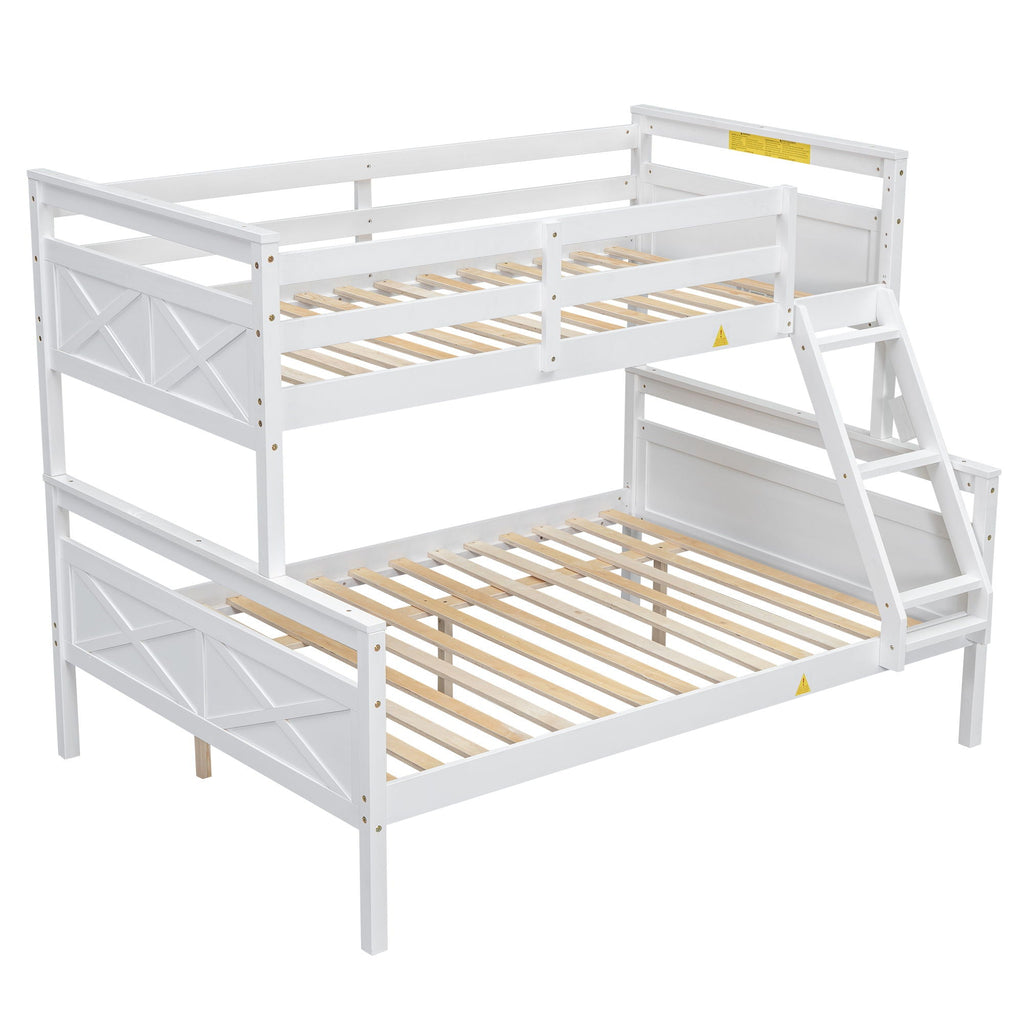 Twin Over Full Bunk Bed with Ladder and Storage Options - White or Dark Gray