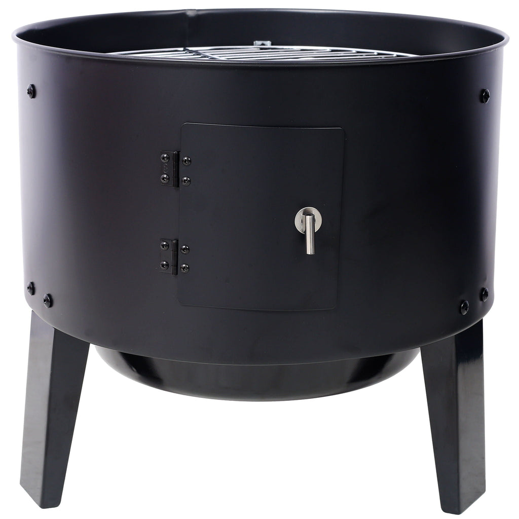 Portable Charcoal Smoker Grill For Outdoor Cooking - Black