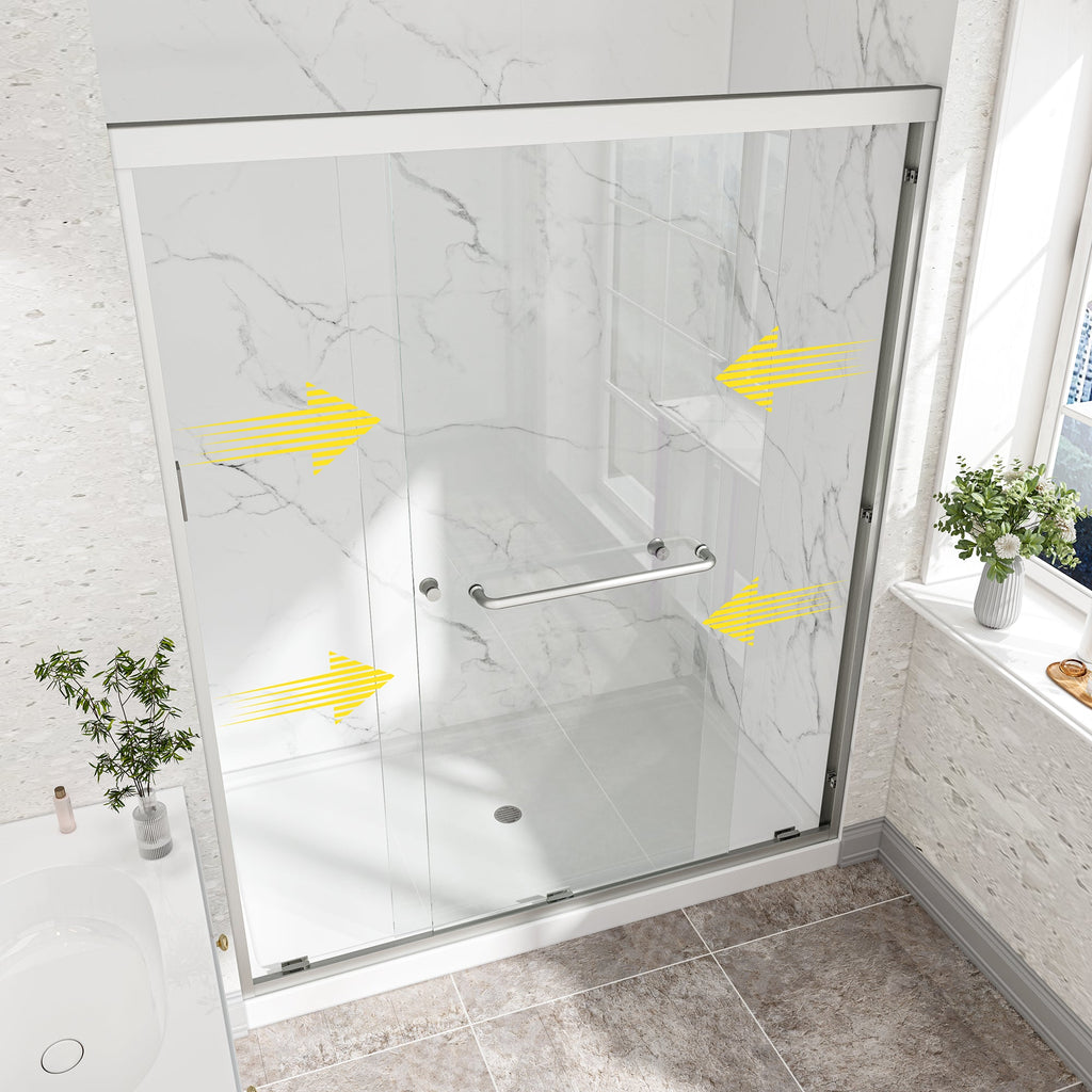 Brushed Nickel Double Bypass Sliding Shower Door with Reversible Installation - 60" W x 72" H