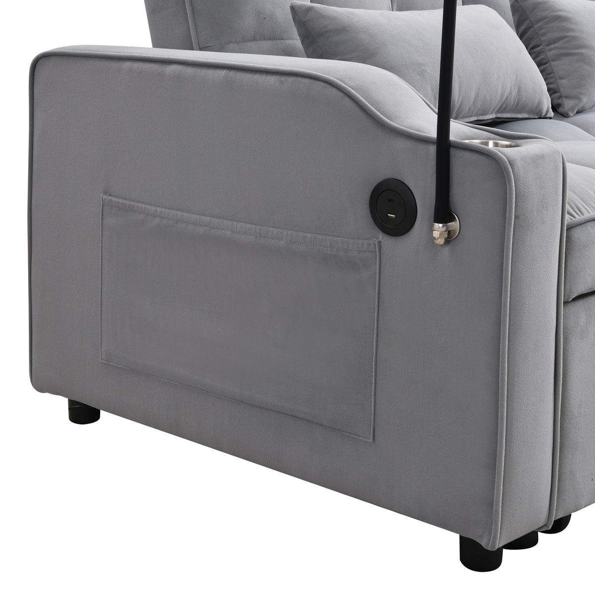 Modern Loveseat Futon Sofa With Pullout Bed, Adjustable Reclining Backrest, Toss Pillows
