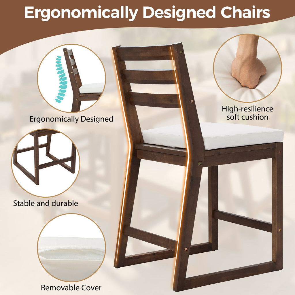 Patio Bar Set with Ergonomic Chairs - Light Brown or Dark Brown