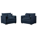 Modern Oversized Accent Chair Set with Large Seat - Blue