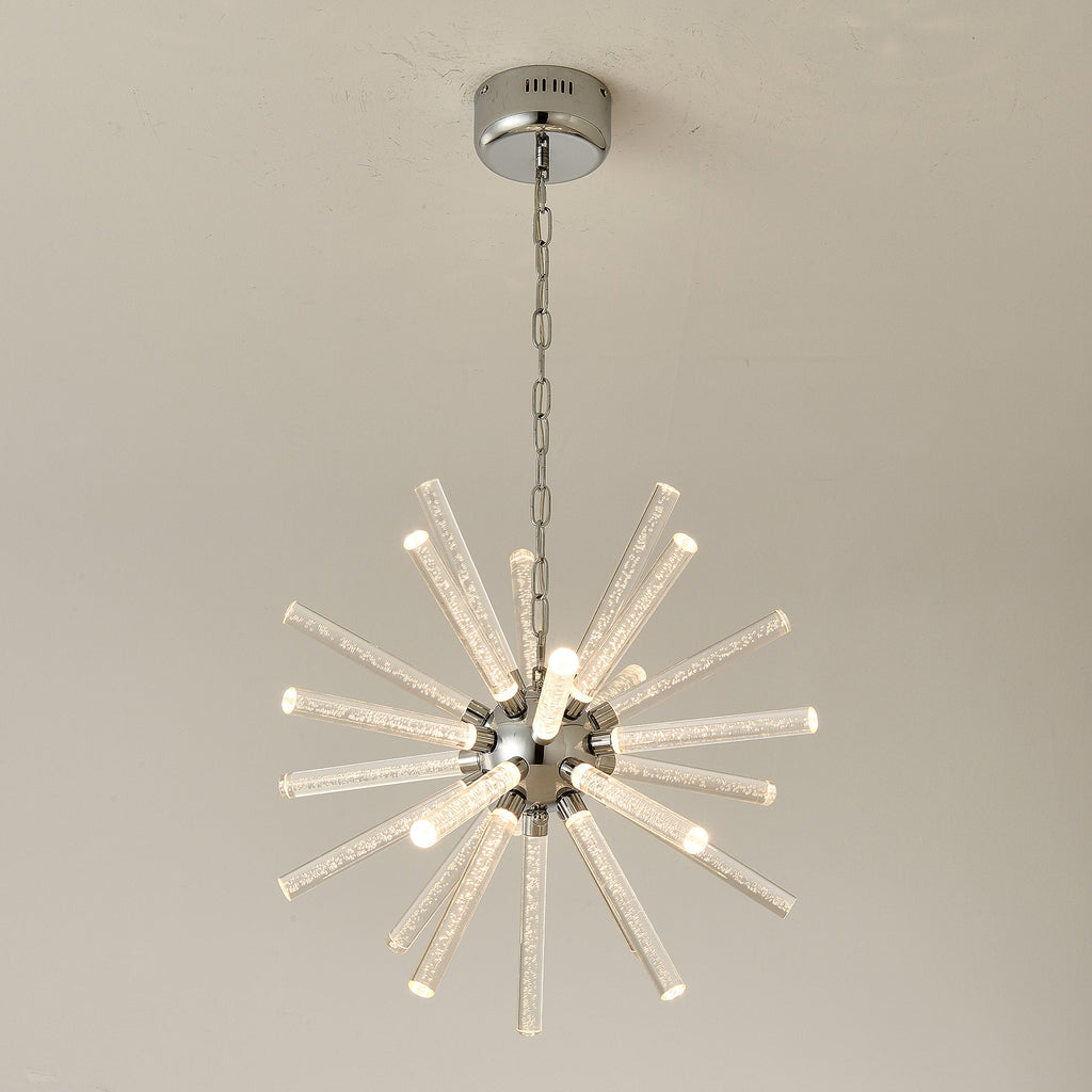 24-Light Bubble Pillar Chandelier with Adjustable Pendant Lighting - Metal