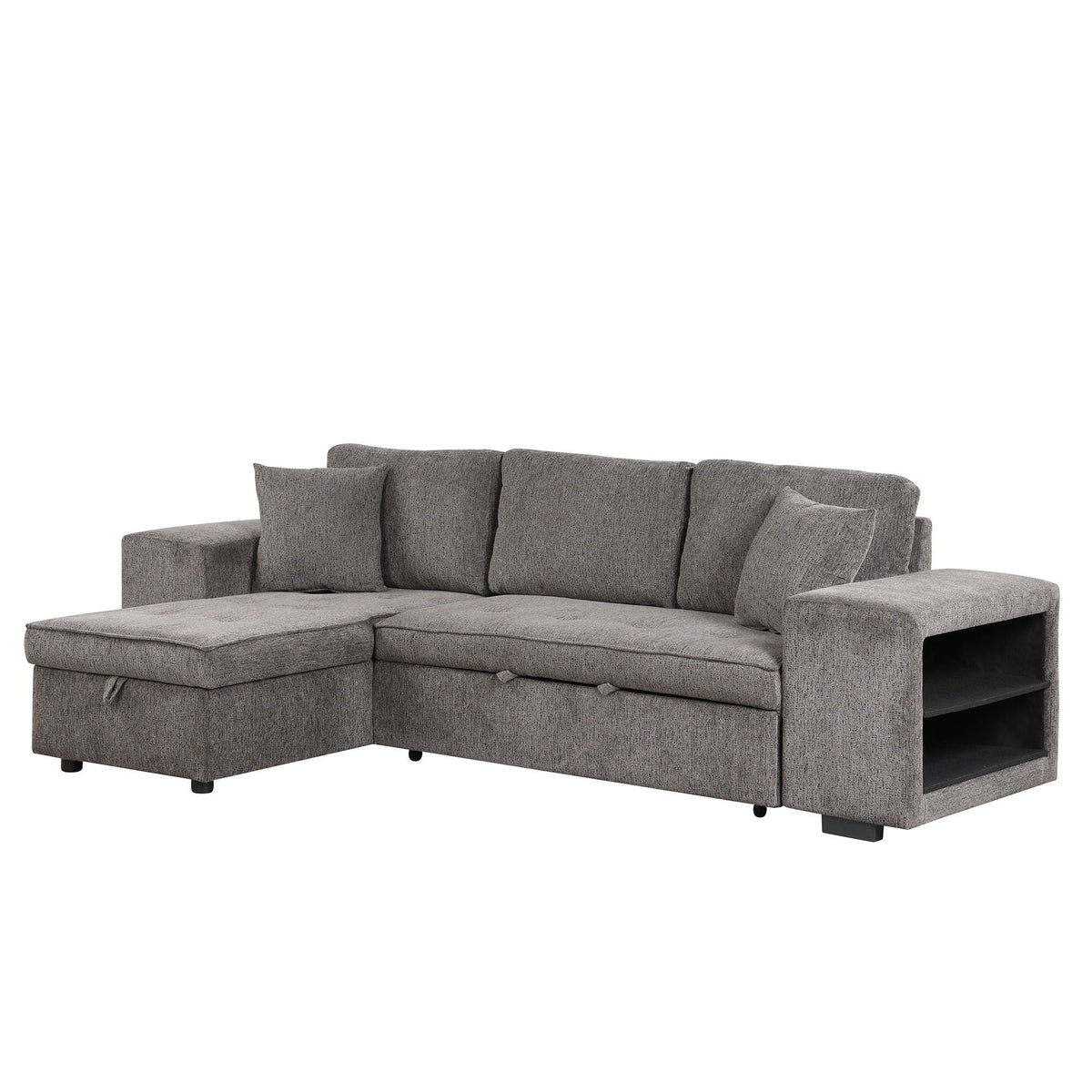 Reversible L-Shape Sleeper Sectional Sofa with Storage Chaise and 2 Stools - Multiple Colors