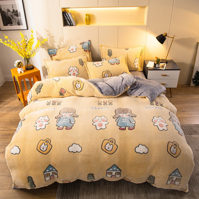Four-piece Velvet Bedding Set Warm Milk Velvet