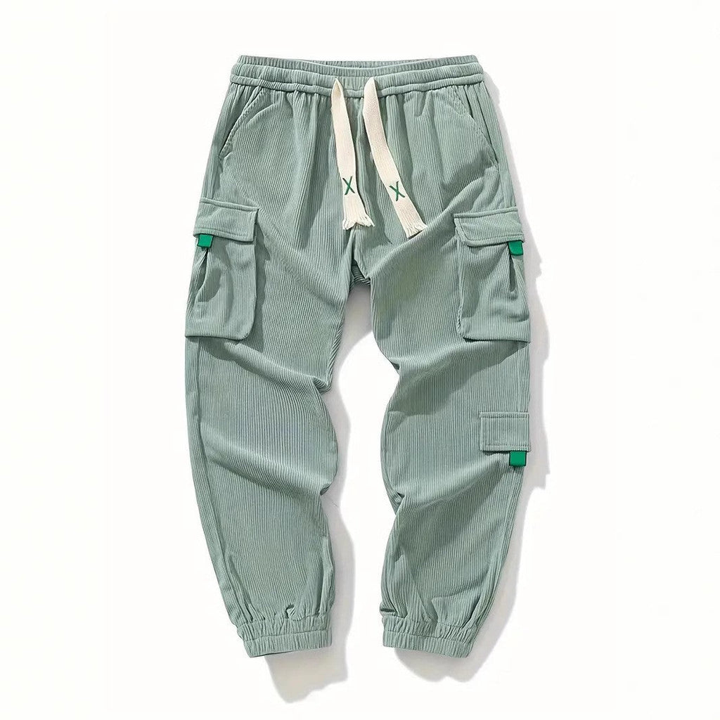 Corduroy Plus Size Mens Work Pants Ankle Tightening Trousers