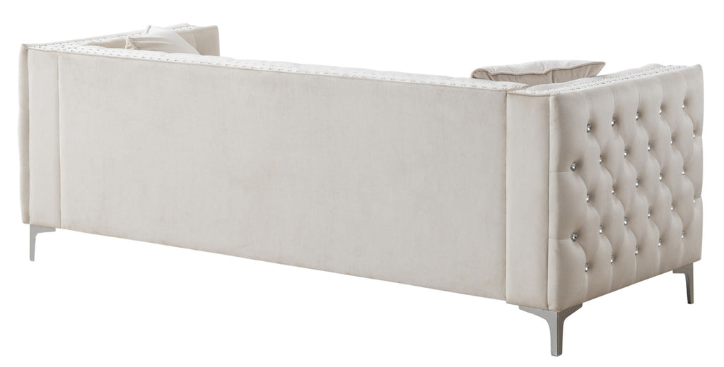 Paige Tufted Sofa with Faux Diamond Buttons - Multiple Colors