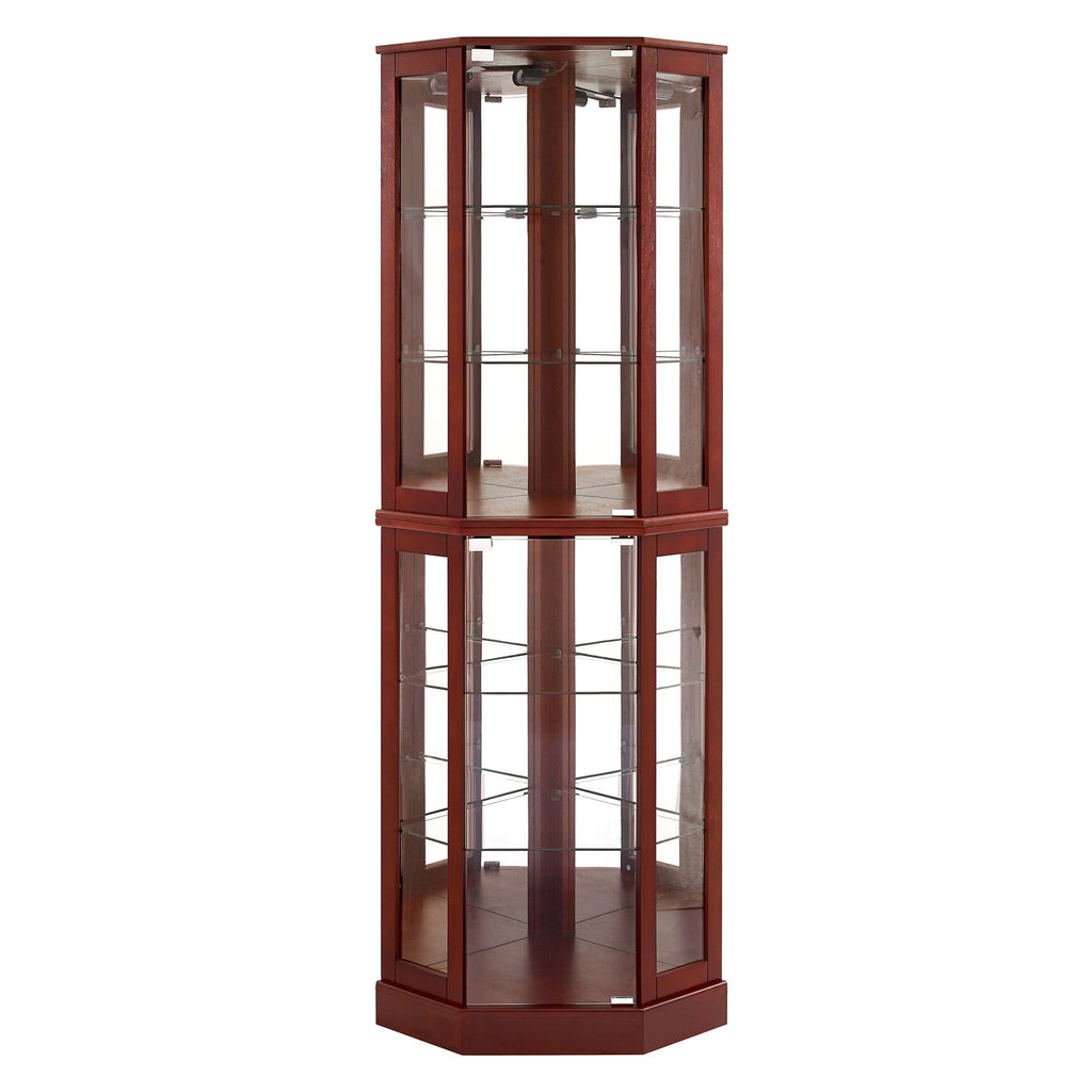 6 Shelf Corner Curio Display Cabinet With Lights, Mirrors And Adjustable Shelves