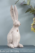 Weathered Cement Rabbit Statue with Rustic Finish - Cement