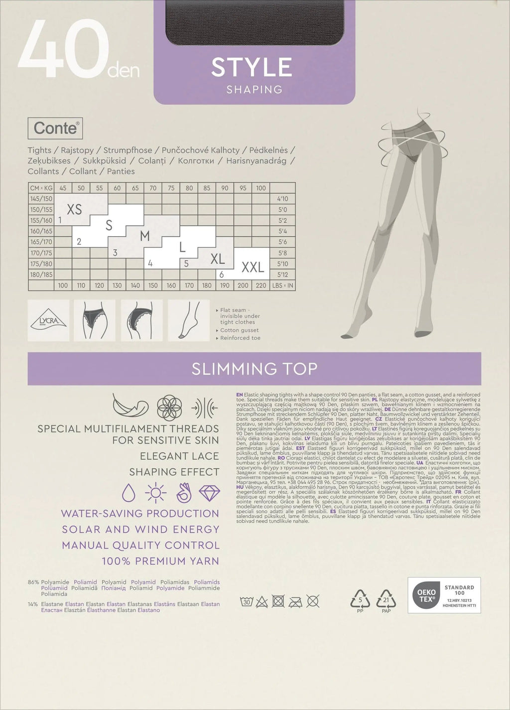 Tights Conte Style 40 Den - Ajour Control Top