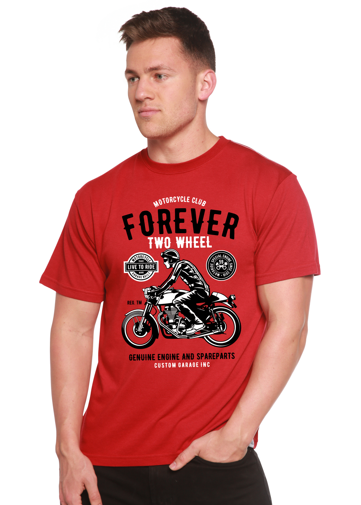 Forever Two Wheel Men's Bamboo Viscose/Organic Cotton Short Sleeve Graphic T-Shirt