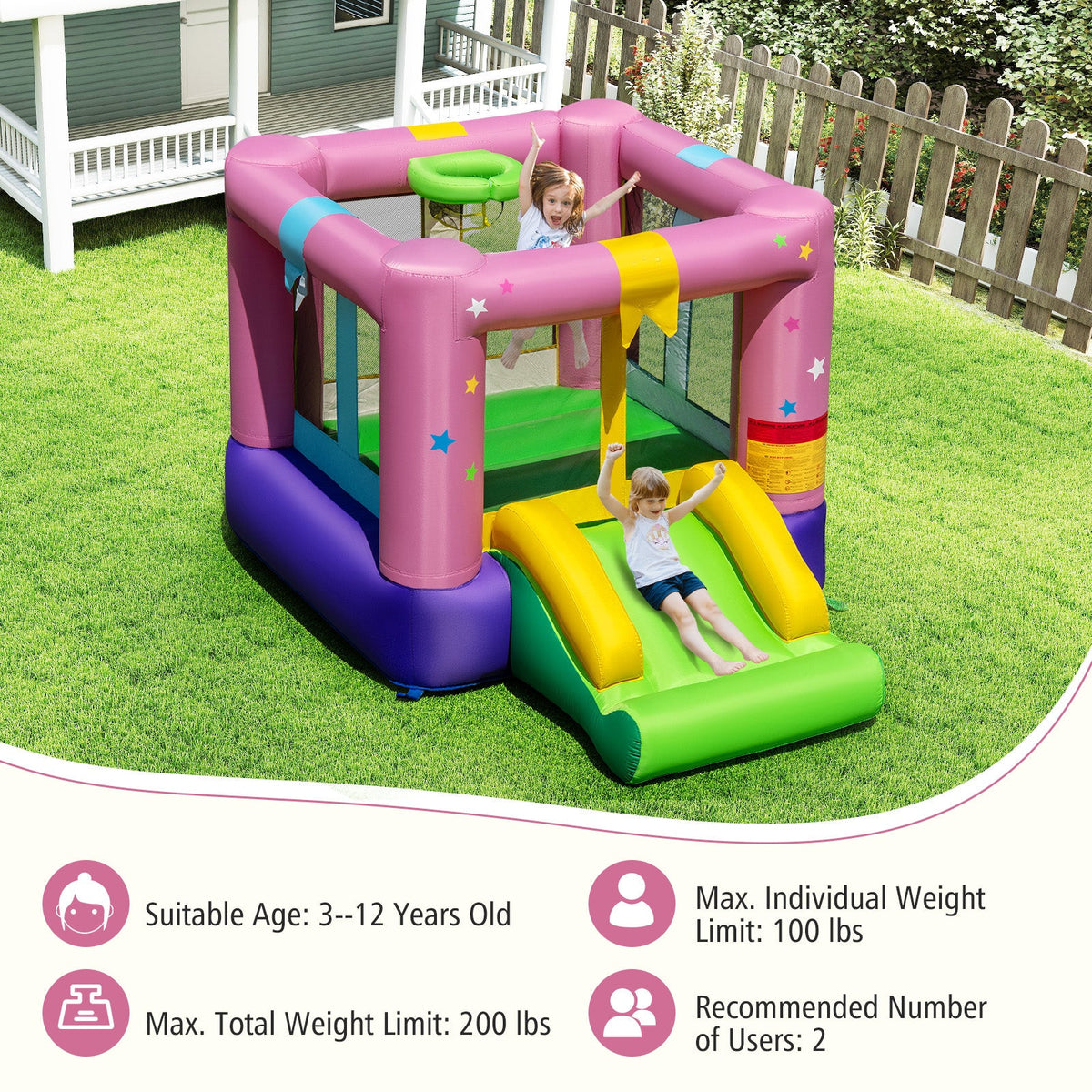 Inflatable Bounce House with Jumping Area for Indoor Outdoor Party