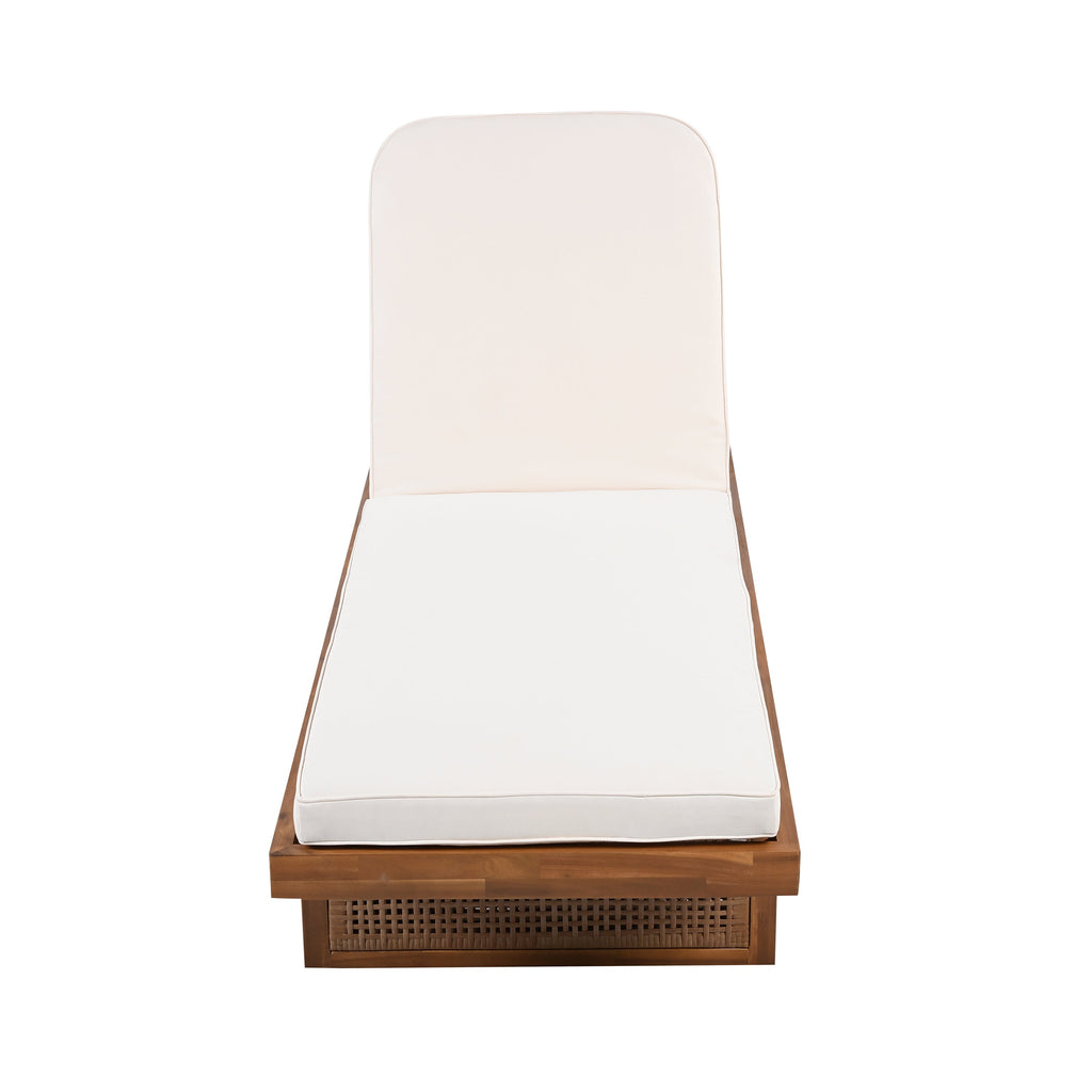 Acacia Wood Outdoor Lounge Set with Adjustable Sun Lounger & Slat Side Table