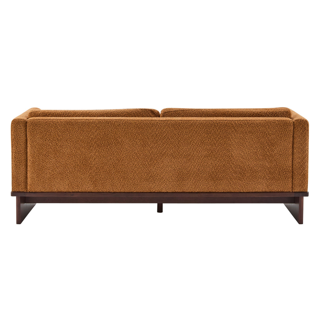 77 in. Boucle Sofa with Solid Wood Base - Modern 3 Seater, Camel