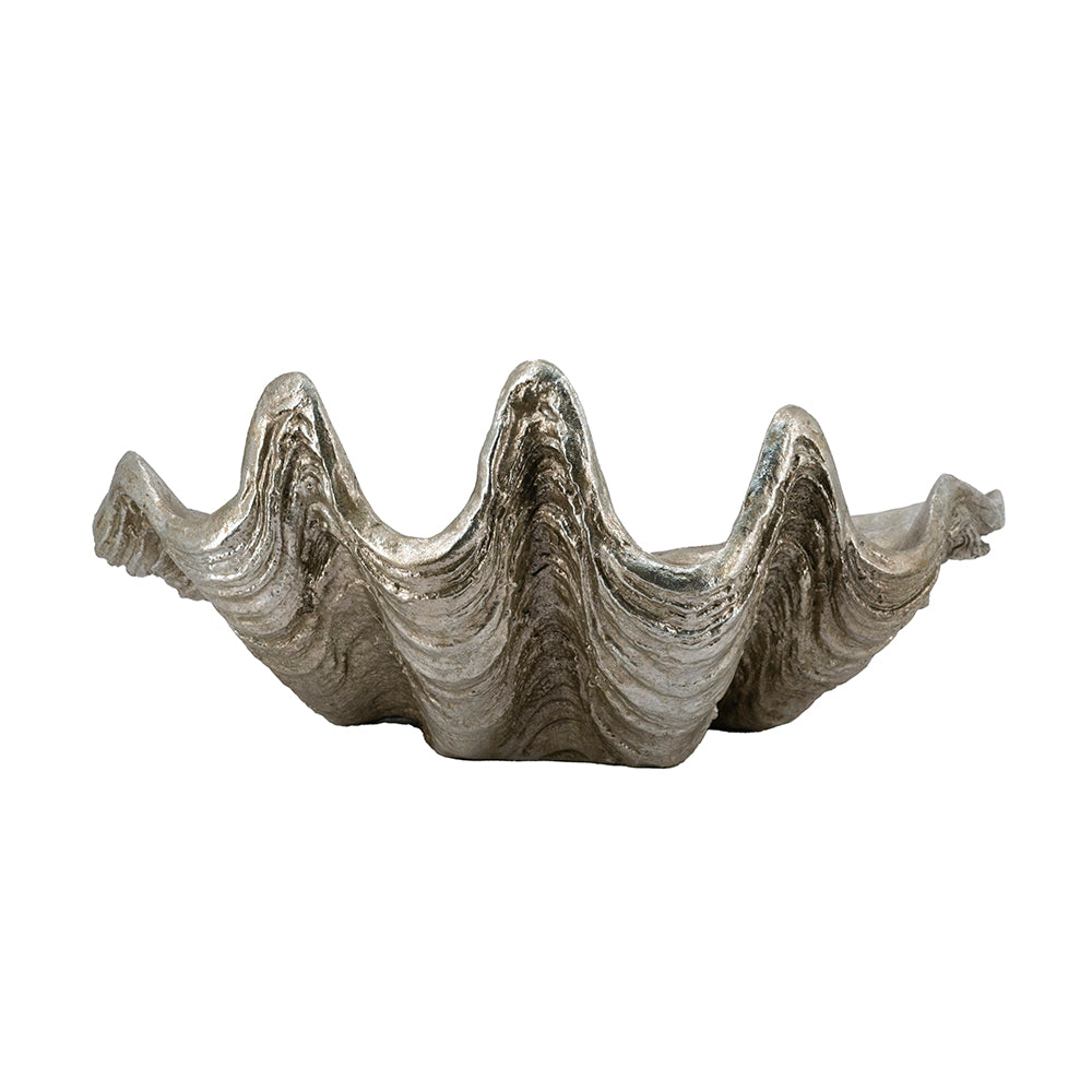 Silver Decorative Shell Bowl with Coastal Shell Design - Silver