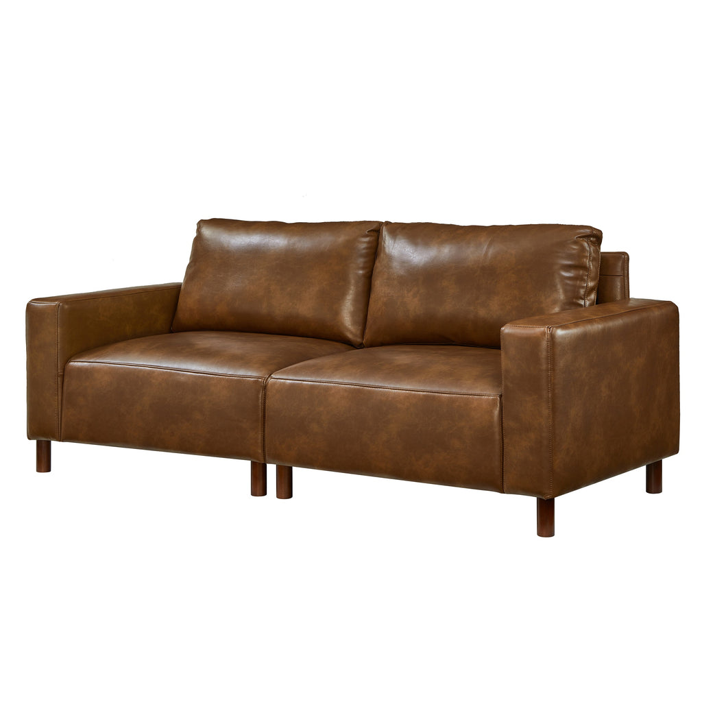 Big Loveseat for Living Room with Breathable PU Leather - Brown