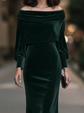 New Elegant Velvet Waist-cinching Dress