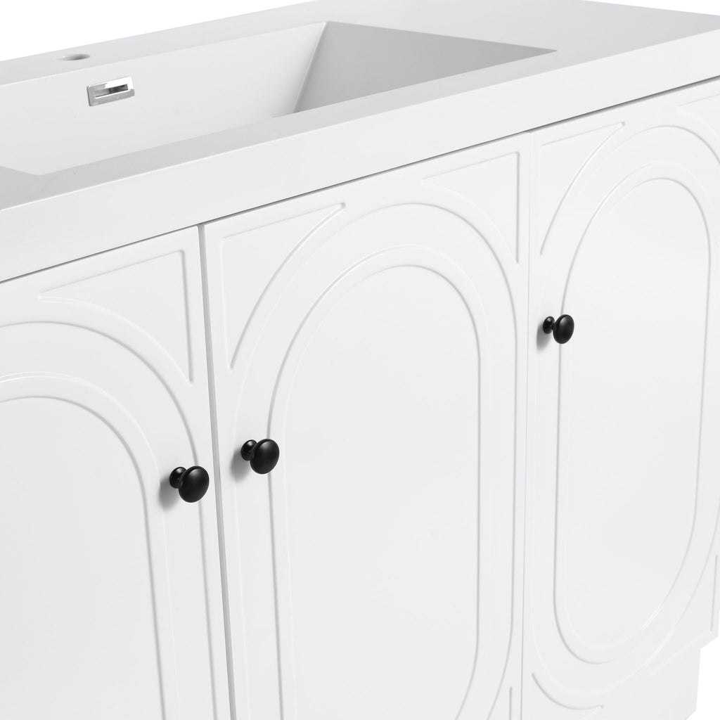 Modern Freestanding Bathroom Vanity with Soft Close Cabinet Doors - Pearl Silver, White, or Dark Green