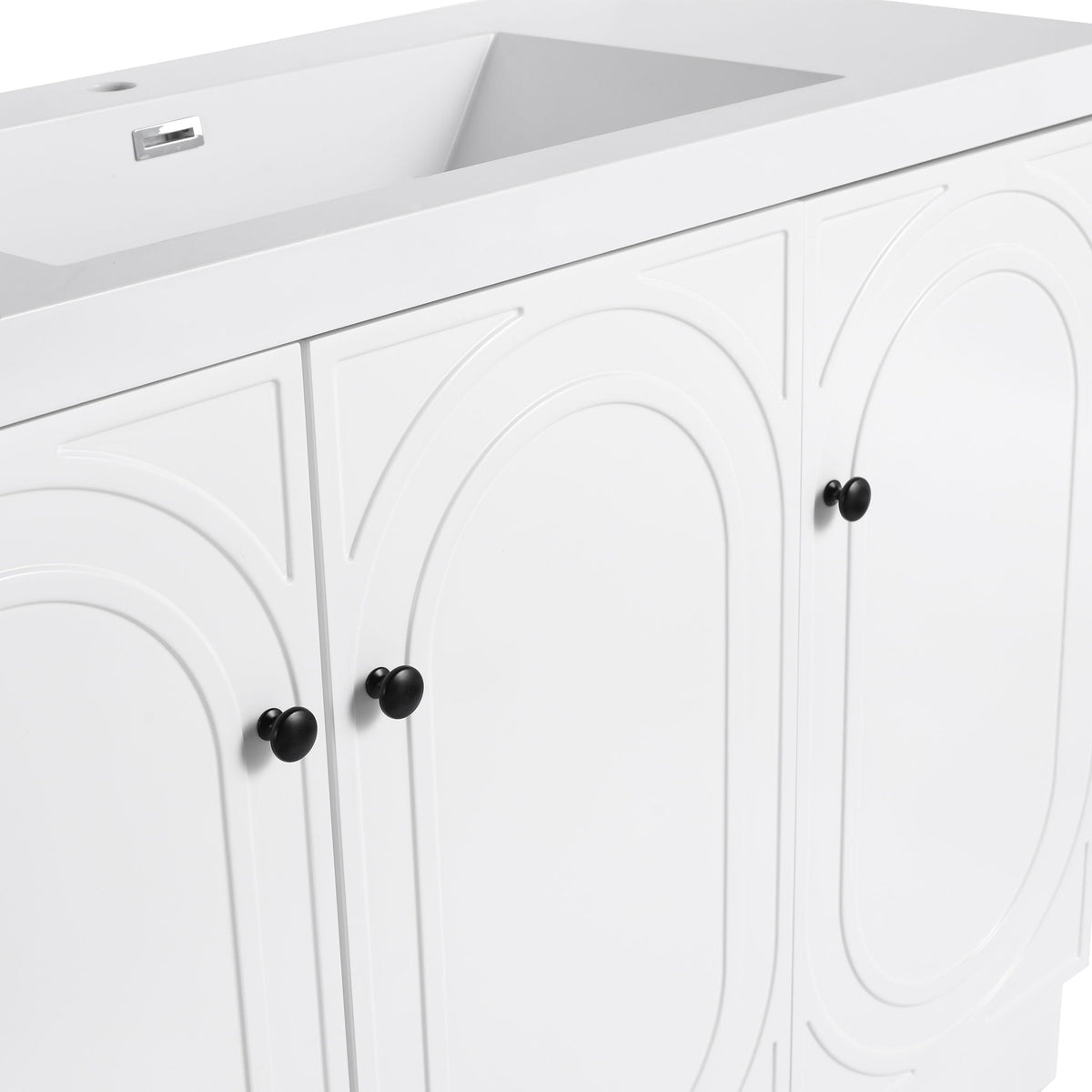 Modern Freestanding Bathroom Vanity with Soft Close Cabinet Doors - Pearl Silver, White, or Dark Green