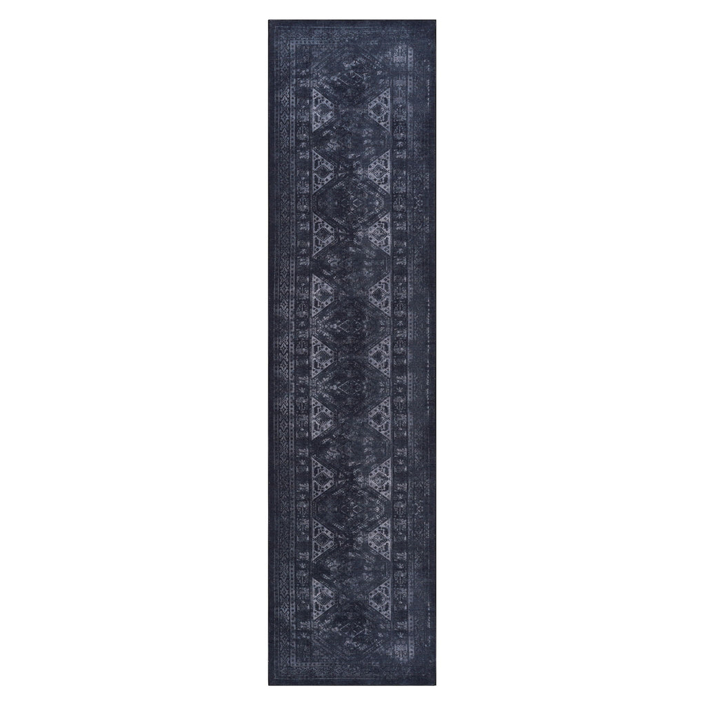 Washable Runner Rug with Easy Care - Beige, Dark Gray, or Black