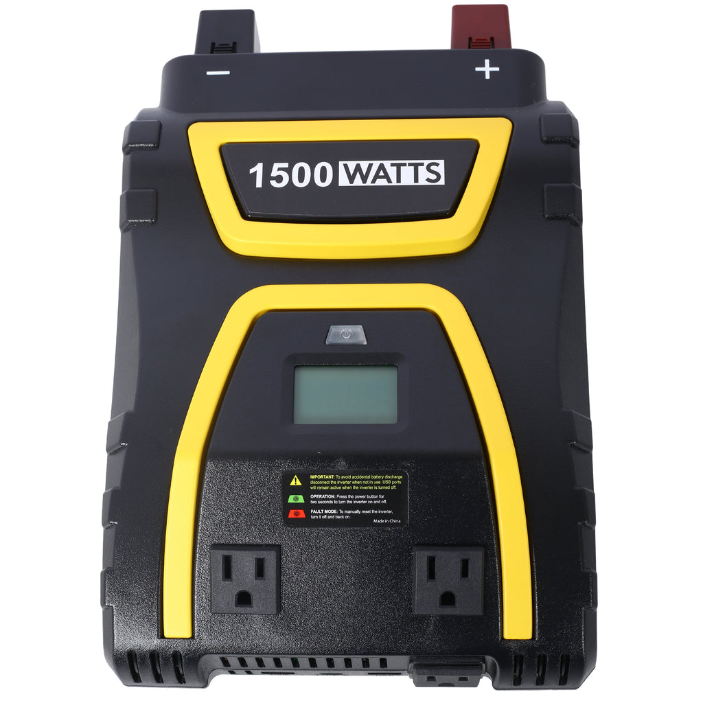 1500 Watt Power Inverter with LCD Display - Portable AC Power Solution - Black