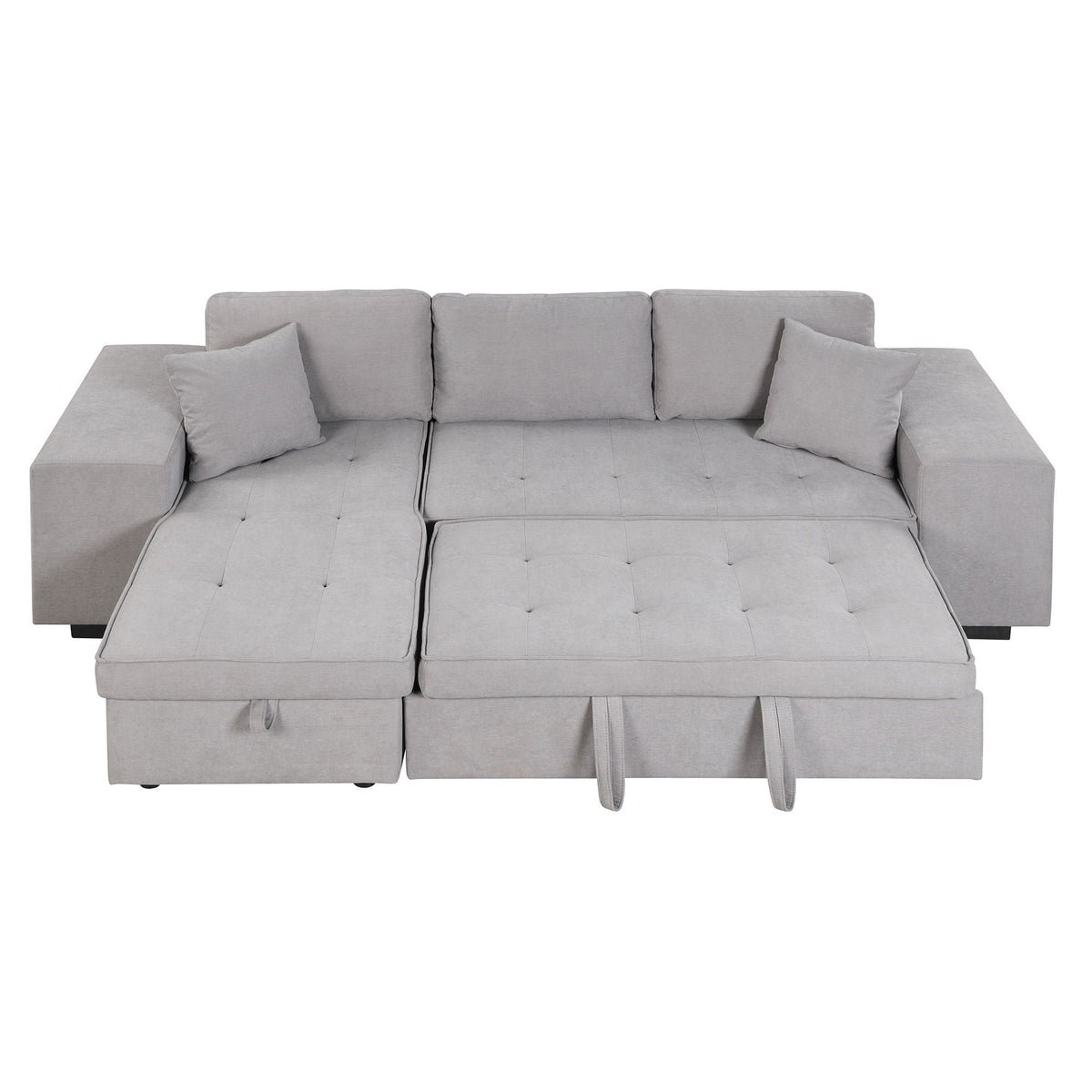 Reversible L-Shape Sleeper Sectional Sofa with Storage Chaise and 2 Stools - Multiple Colors