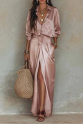 Casual Fashion Solid-color Skirt And Shirt Two-piece Set