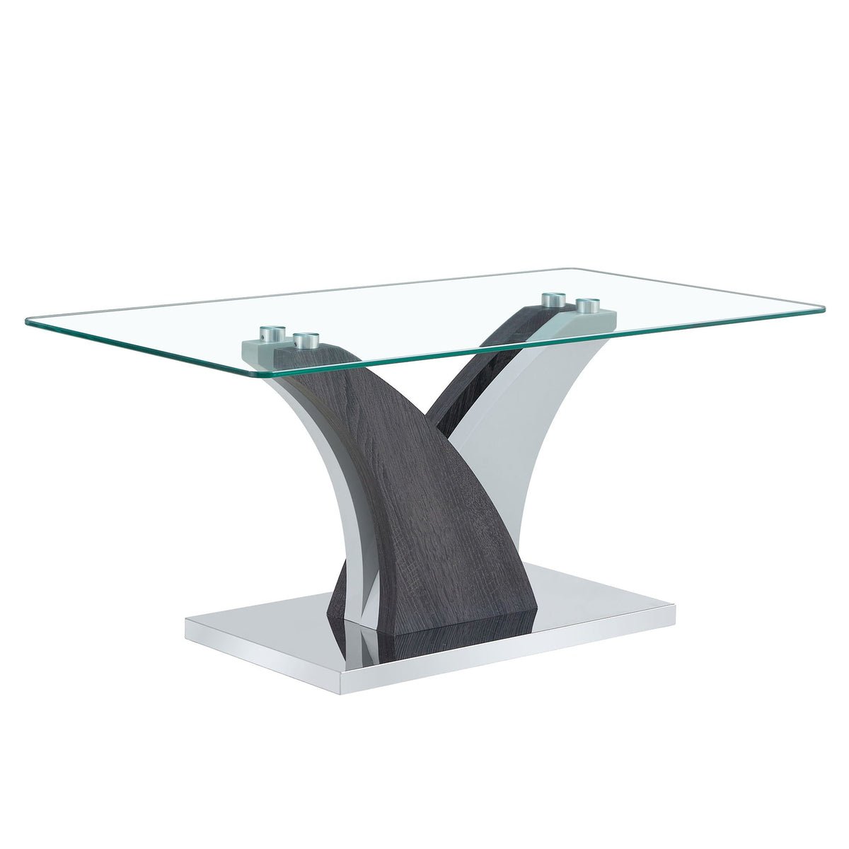 Rectangular Coffee Table with Tempered Glass Countertop - Gray