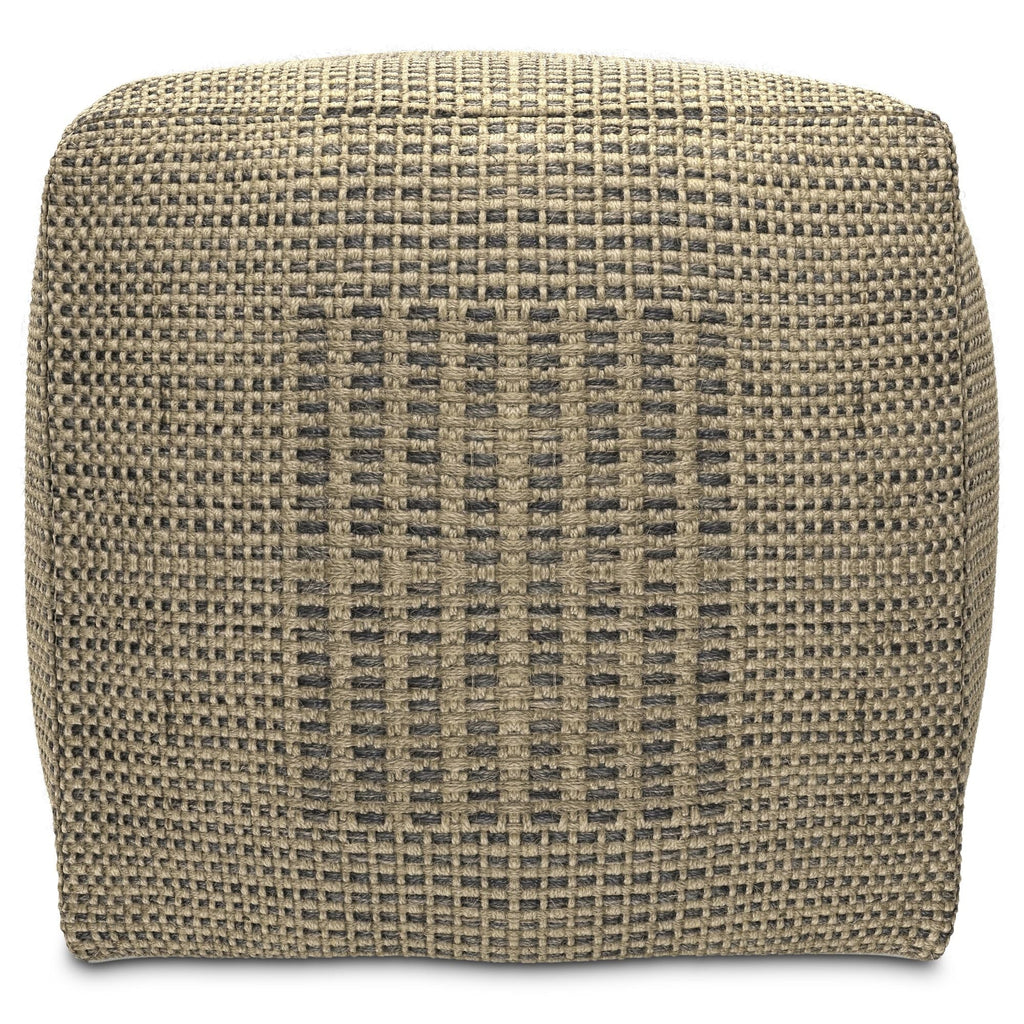 Square Woven Pouf with Dense Polystyrene Filling - Natural
