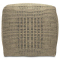 Square Woven Pouf with Dense Polystyrene Filling - Natural
