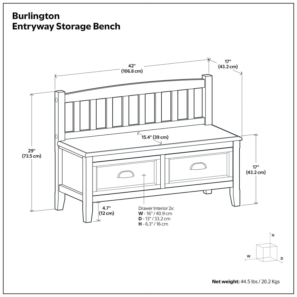 Burlington - Entryway Storage Bench With Drawers