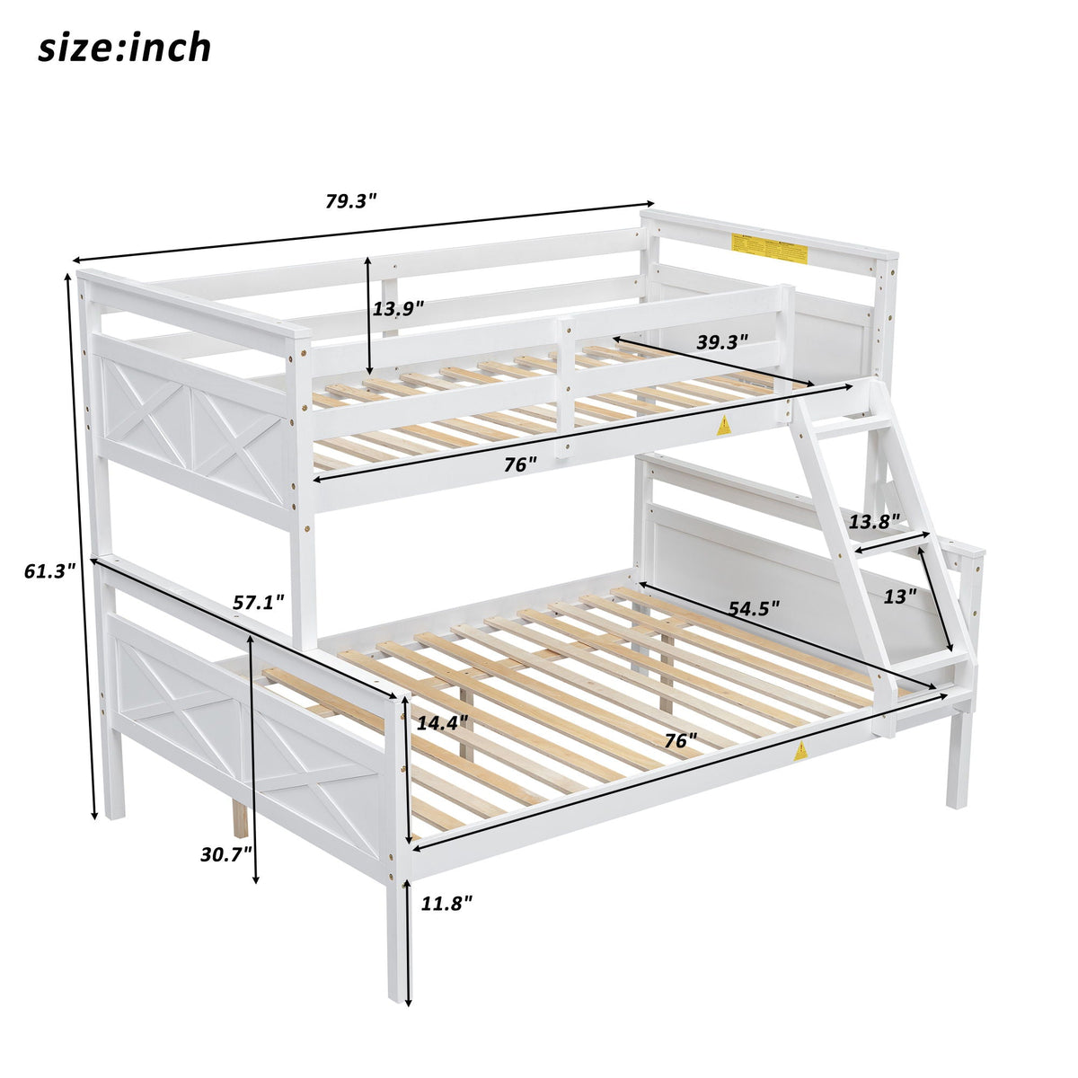 Twin Over Full Bunk Bed with Ladder and Storage Options - White or Dark Gray