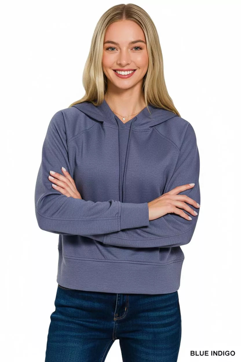Zenana Drawstring Scuba Hoodie