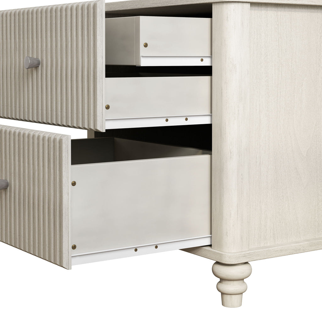 Fluted Nightstand with 3 Drawers - Set of 2 - Dark Brown or Beige