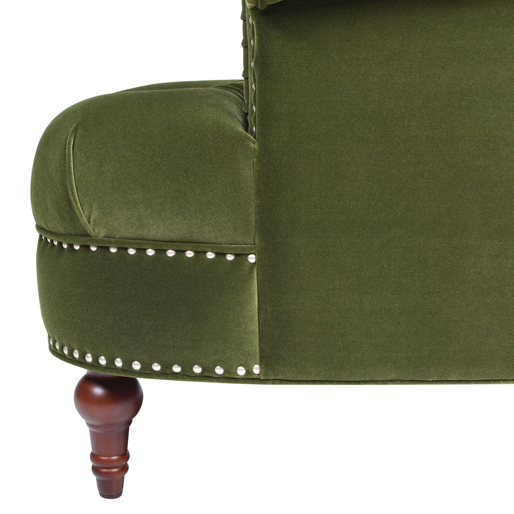 Victorian Tufted Upholstered Accent Chair with Nailhead Trim - Dark Red, Blue, or Pink