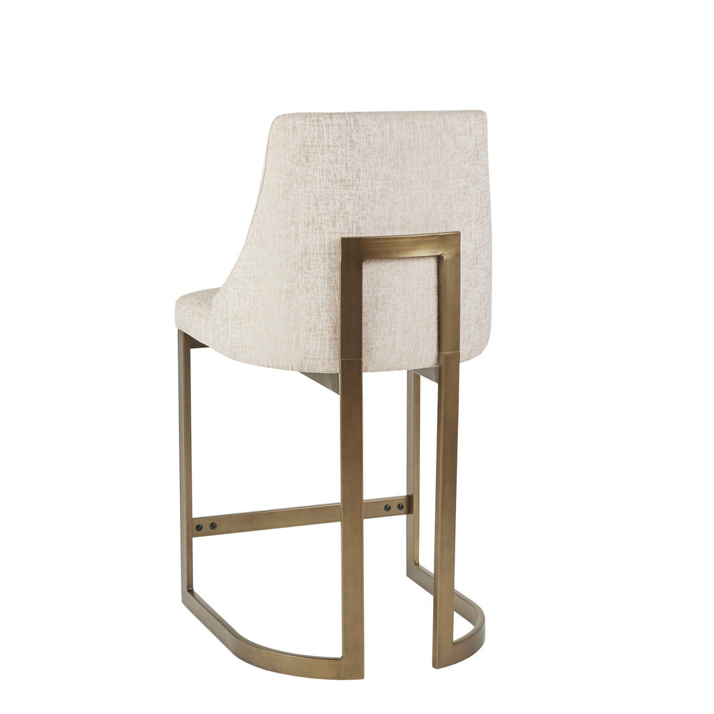 Upholstered Counter Stool with Metal Base – Cream