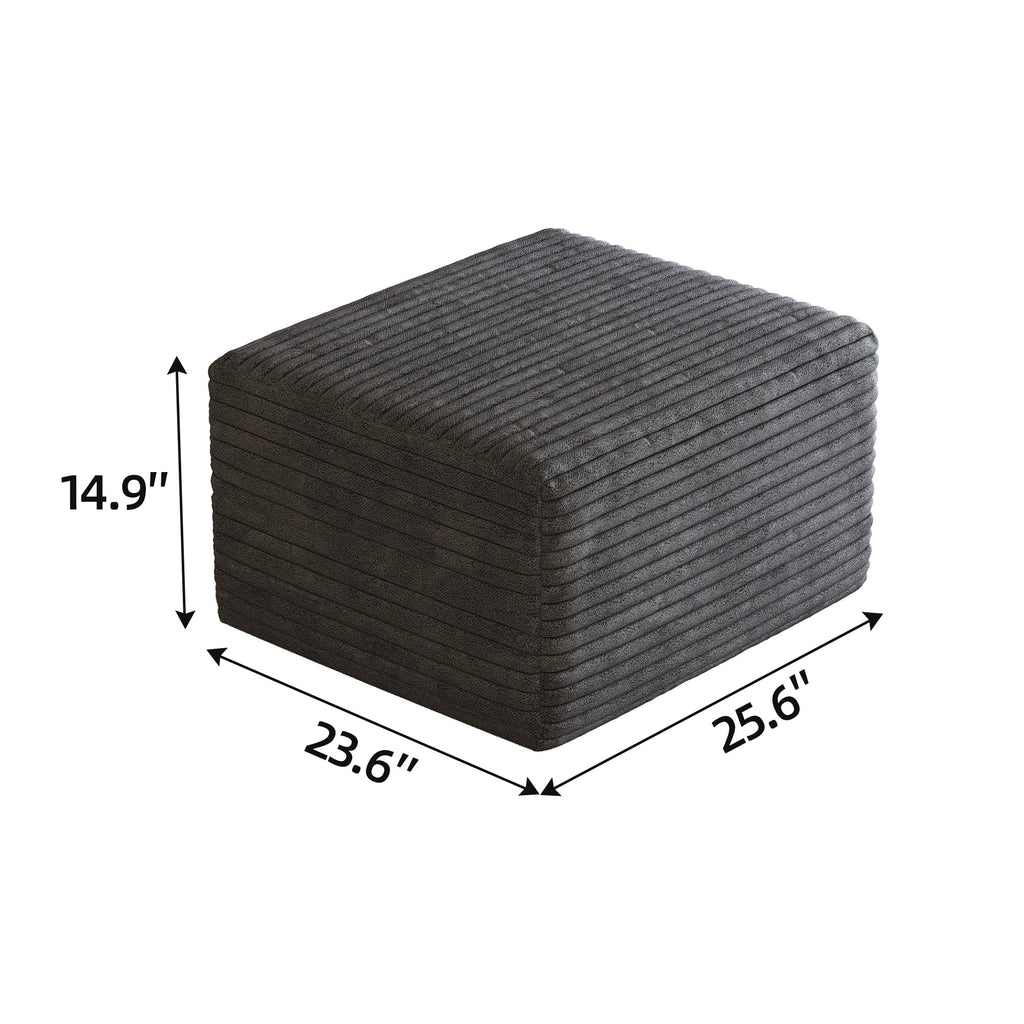 Sofa Ottoman with Plush Corduroy Fabric - Dark Grey