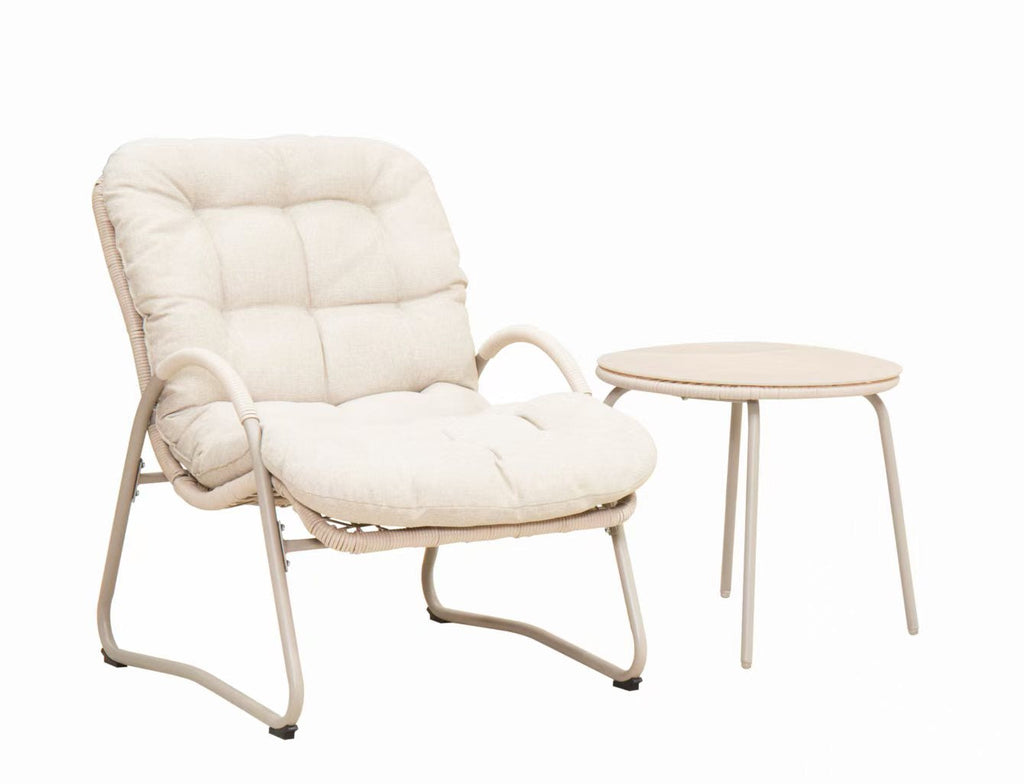 3-Piece Patio Furniture Set with Steel Frame - Off White
