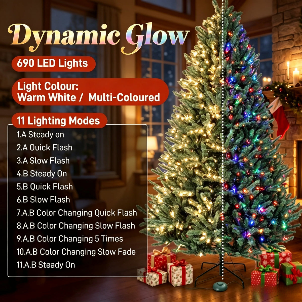 Prelit Colorado Christmas Tree with Built-In Lights - Green