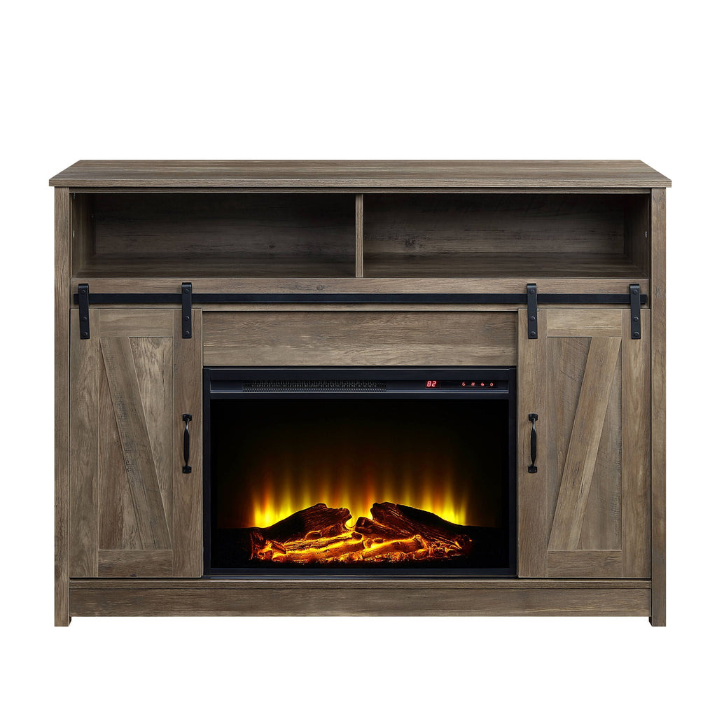 Tobias - Fireplace With Shelf Storage - Oak