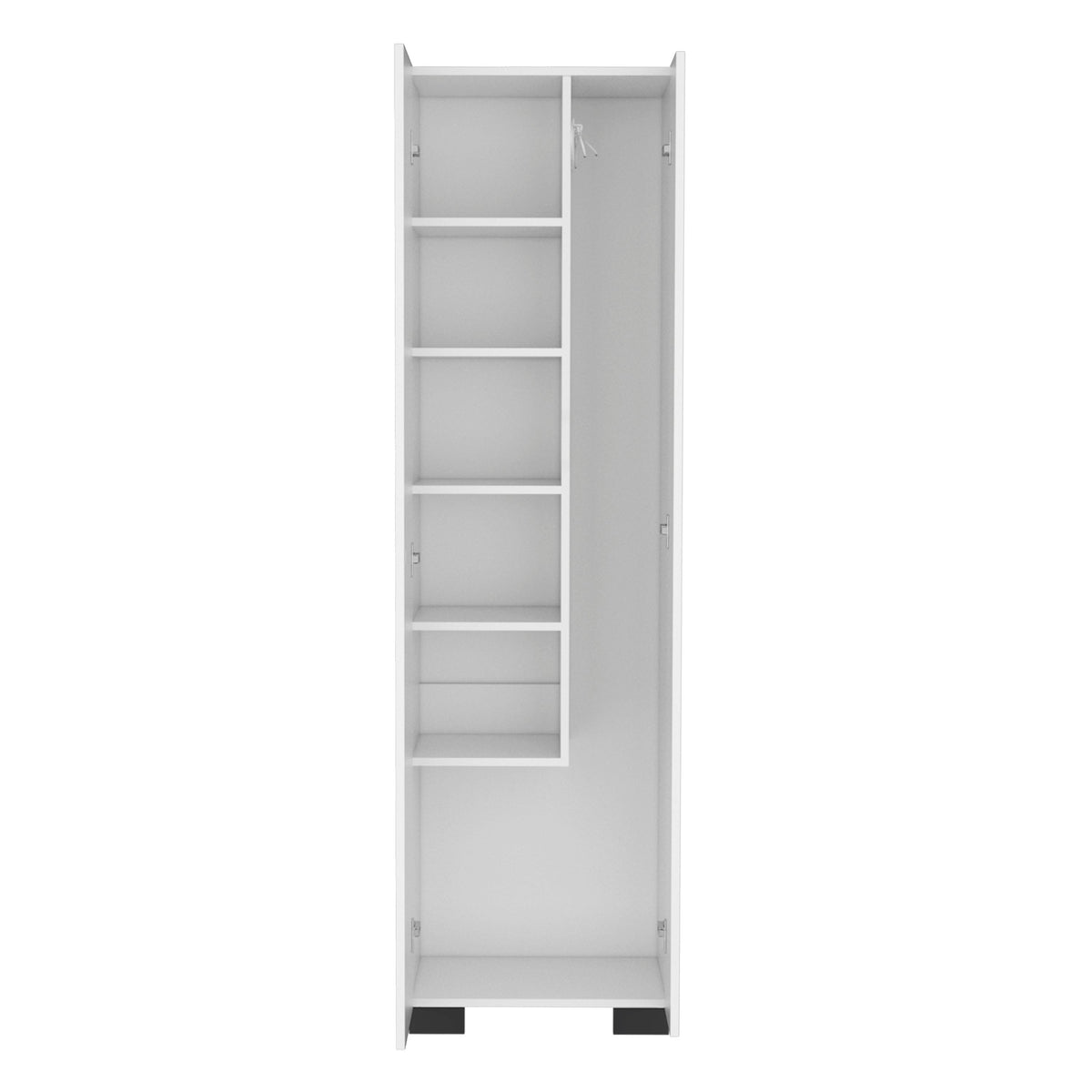 Attica Broom Cabinet with Double Doors and Inner Shelves - White