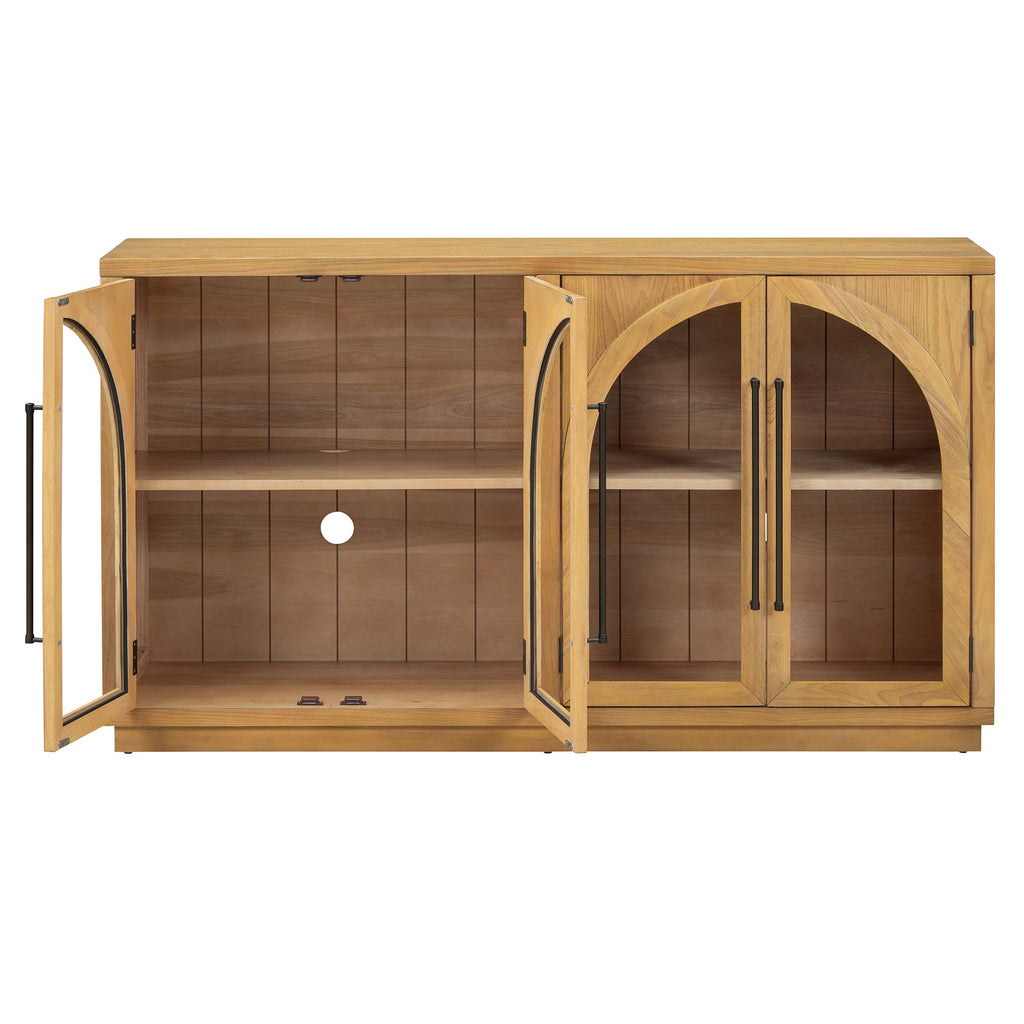 Large 4-Door Sideboard Buffet Cabinet with Glass Doors - TREXM