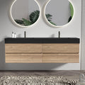 Grace 72'' Bathroom Vanity with Soft-Close Drawers - Walnut/Black