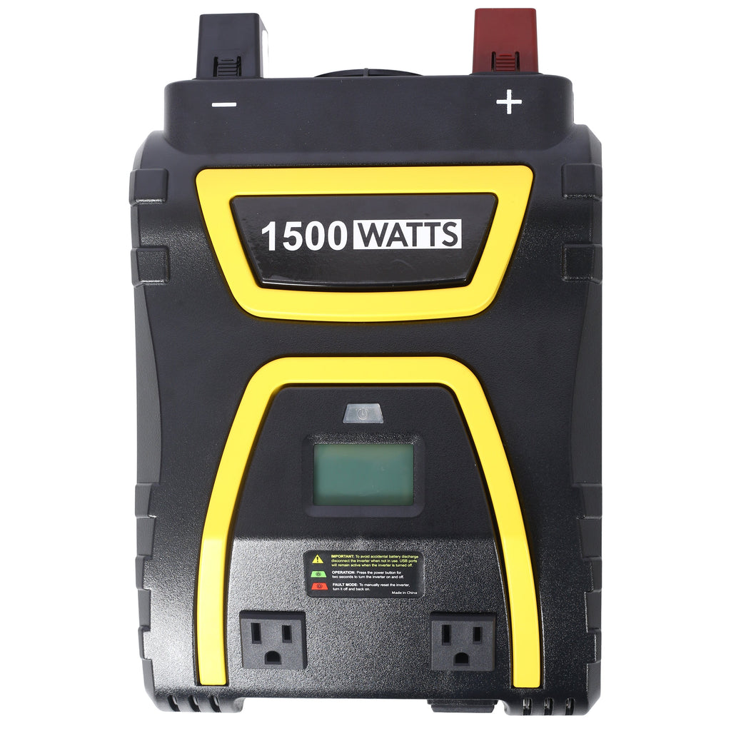 1500 Watt Power Inverter with LCD Display - Portable AC Power Solution - Black