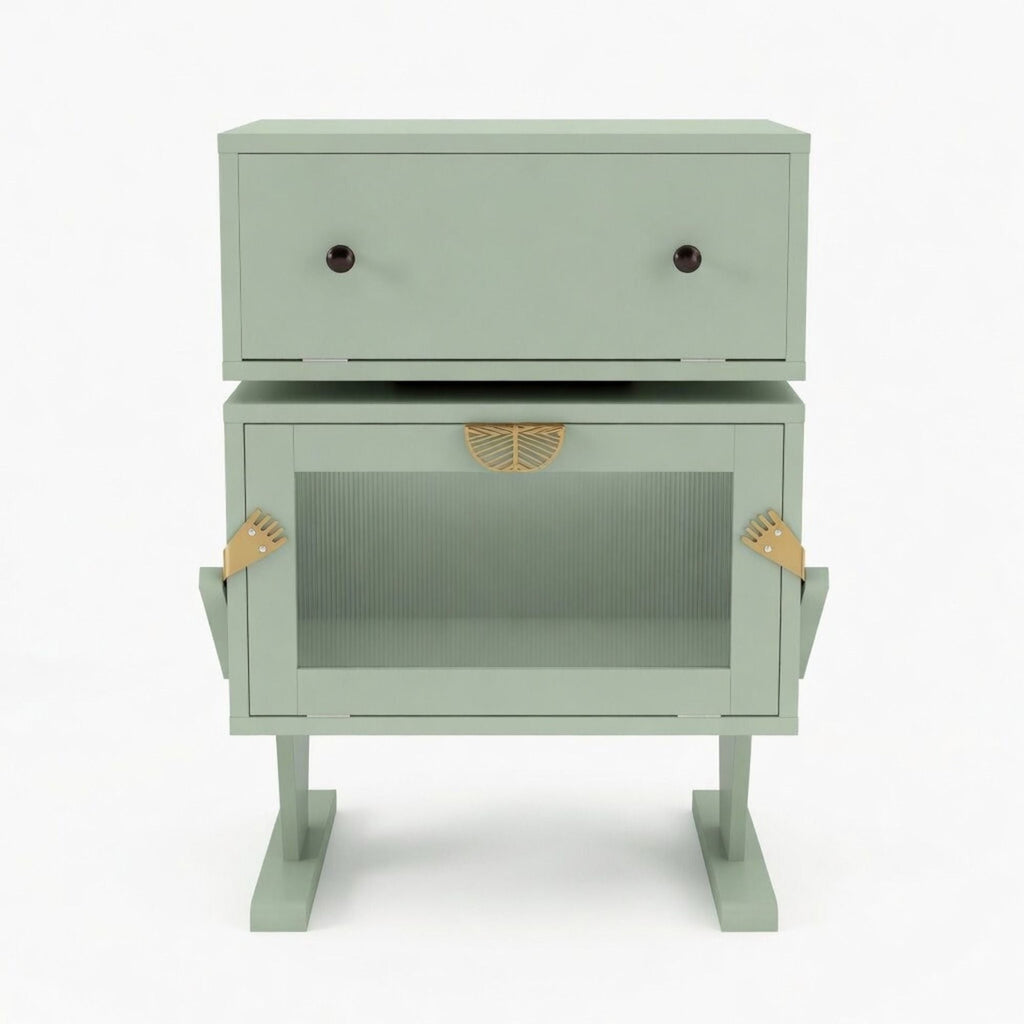 Robot LED Nightstand with 360° Rotating Drawer - White, Pink, or Green
