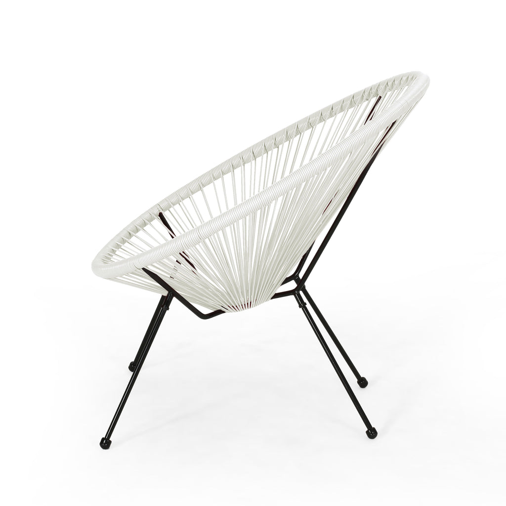 Anson Chair Set of 2 Patio Seating with Steel Frame and PE Rattan - White