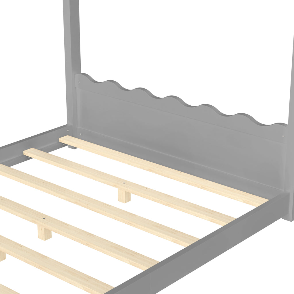 Full House Floor Bed with Support Slats - Gray