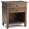 Rustic Natural Aged Brown Bedside Table with Storage - Solid Wood