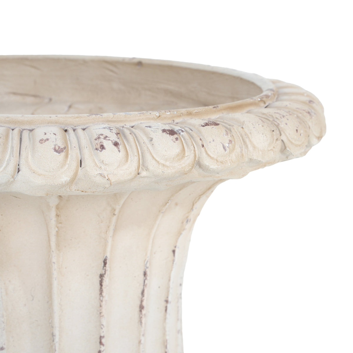 Antique White Garden Urn Planter with Drainage - 14" W x 19.25" H